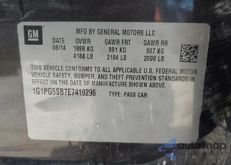 2014 Chevrolet Cruze Ltz z USA, uszkodzony, nr VIN 1G1PG5SB7E7419296